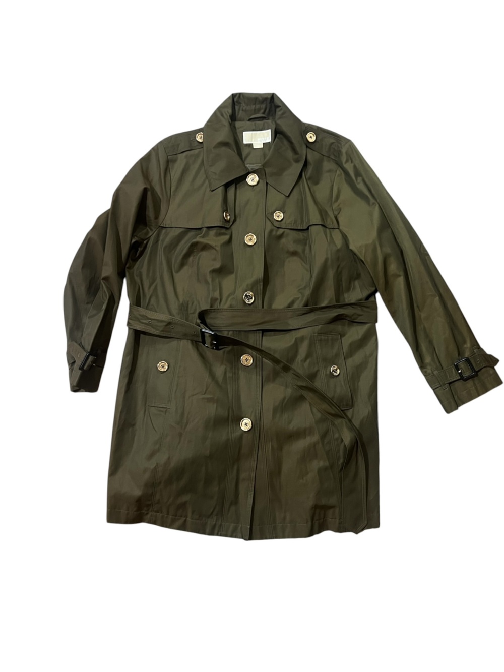 MICHAEL Michael Kors Olive Green Belted Raincoat size 1X